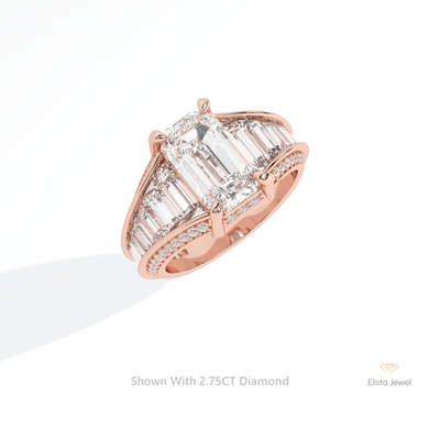 Emerald Cut Accent Art Deco Ring