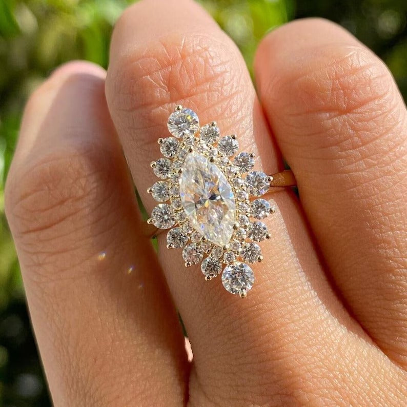 The Verona Secret Halo Engagement Lab Grown Diamond Ring in 10K - Front View