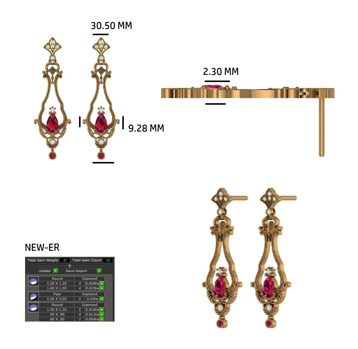 Custom order for Amisha - 10K Solid Yellow Gold Earrings (2 Pairs)