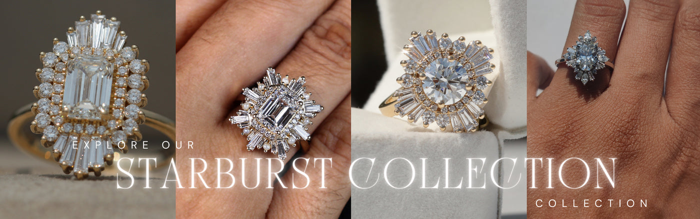 Cocktail Starburst Lab Grown Diamond Engagement ring
