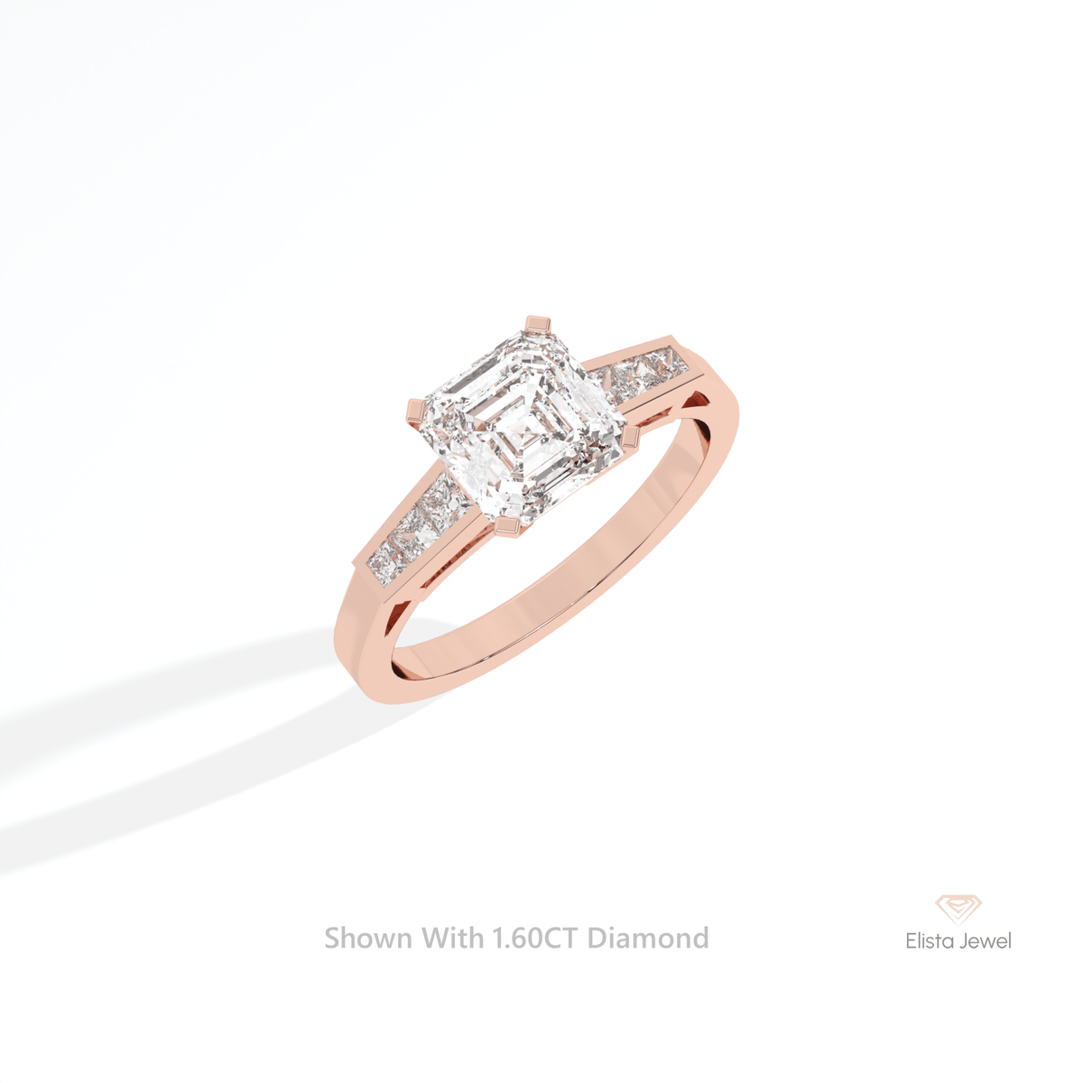 Asscher Cut Accent Engagement Lab Grown Diamond Ring in Platinum - Lifestyle View