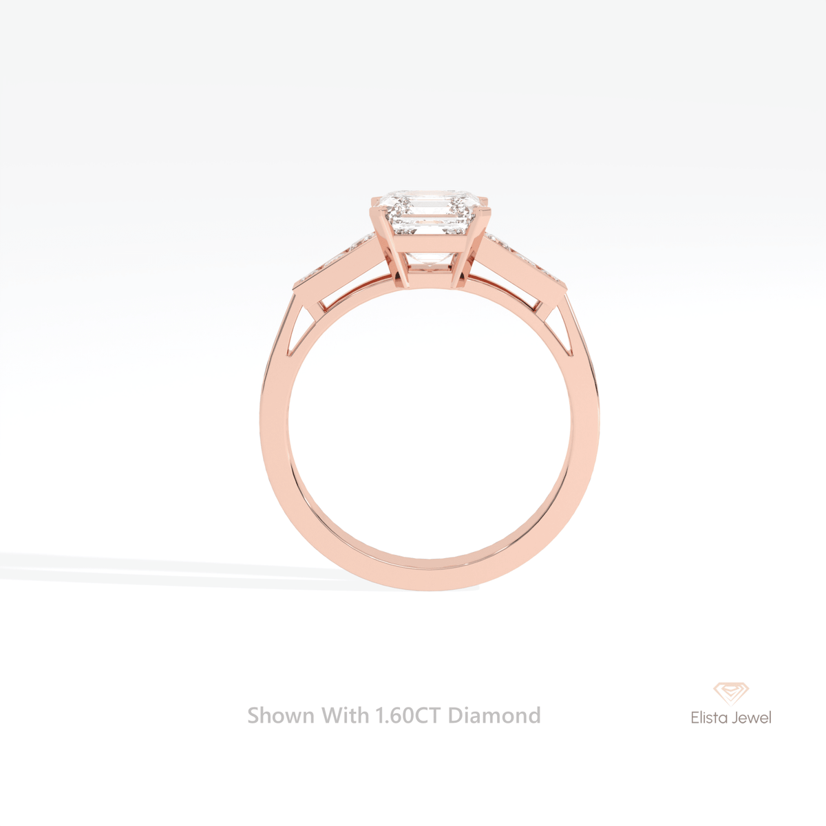 Asscher Cut Accent Engagement Lab Grown Diamond Ring - Alternative View