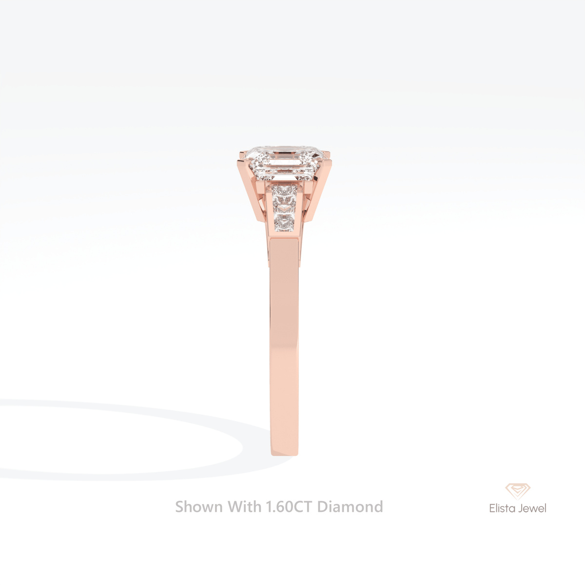 Asscher Cut Accent Engagement Lab Grown Diamond Ring - Additional View