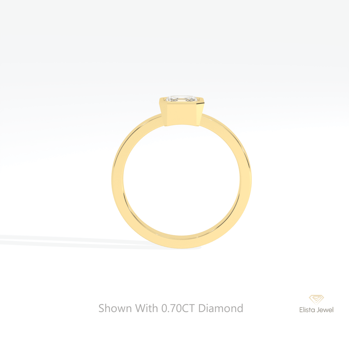 Asscher Cut Bezel Solitaire Lab Grown Diamond Ring in 18K White Gold - Close-up View