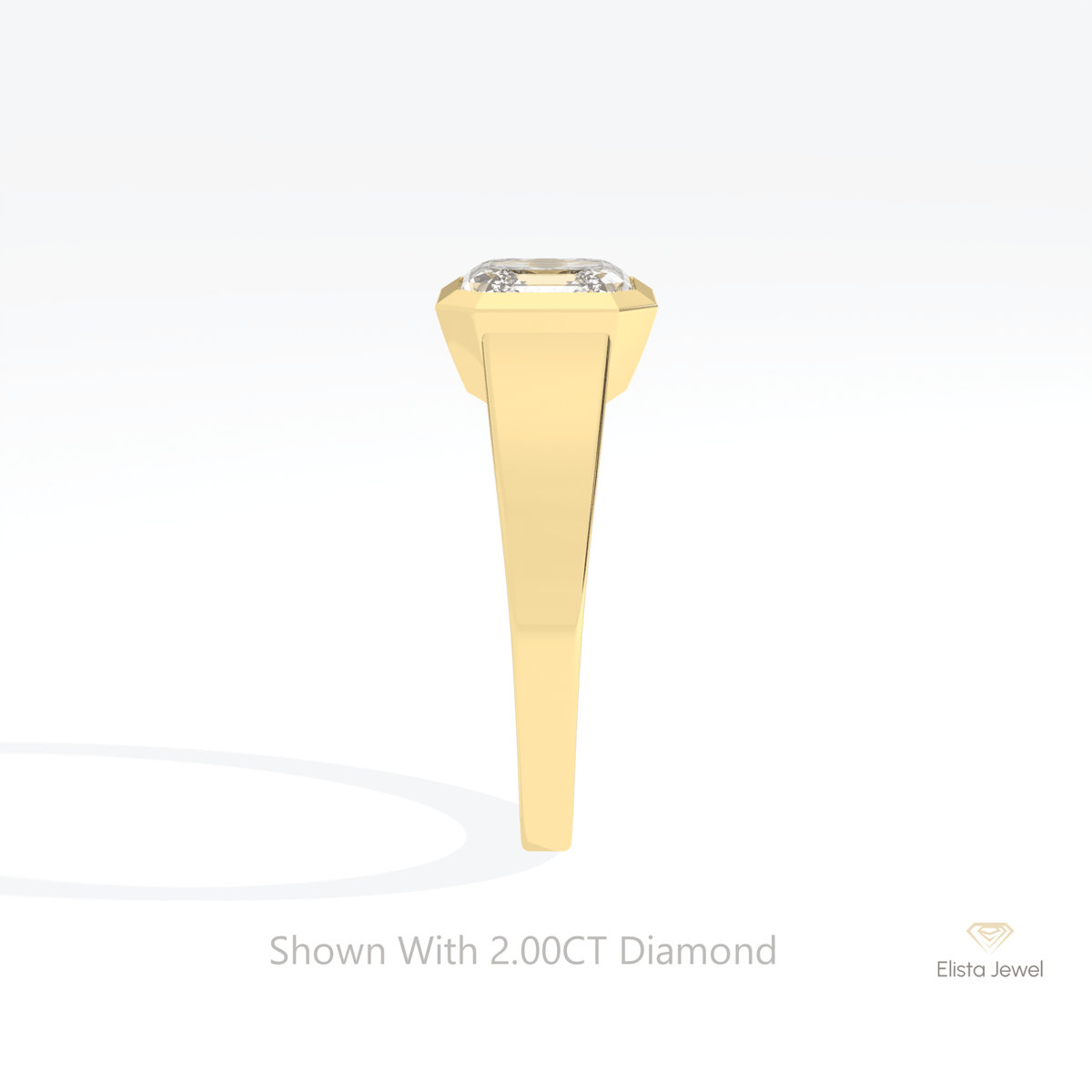 Asscher Cut Solitaire Wedding Lab Grown Diamond Ring in 18K Rose Gold - Perspective View