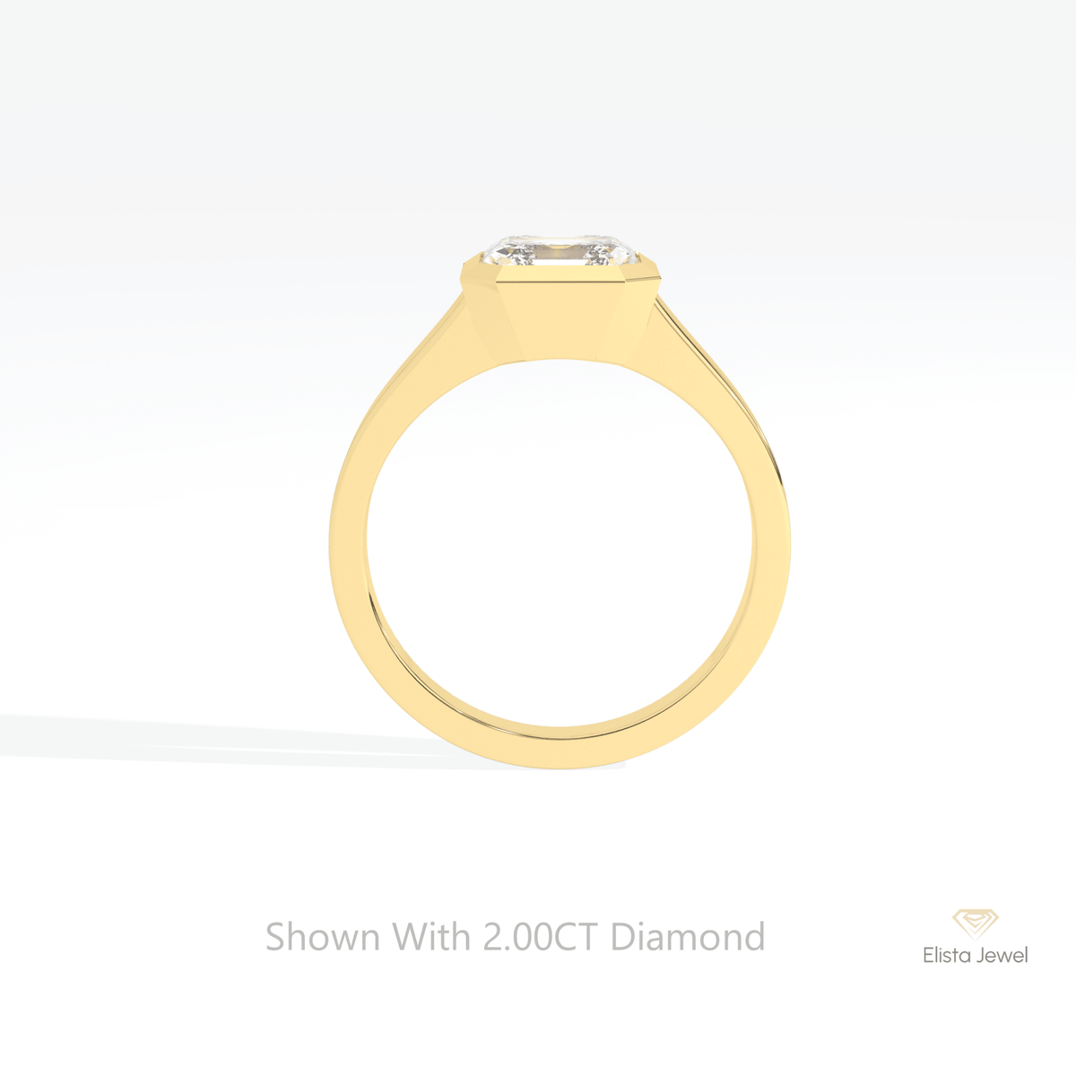 Asscher Cut Solitaire Wedding Lab Grown Diamond Ring in 18K Yellow Gold - Close-up View