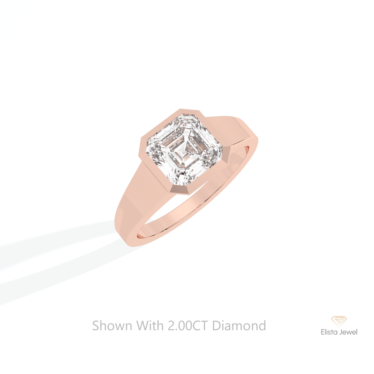 Asscher Cut Solitaire Wedding Lab Grown Diamond Ring in Platinum - Lifestyle View