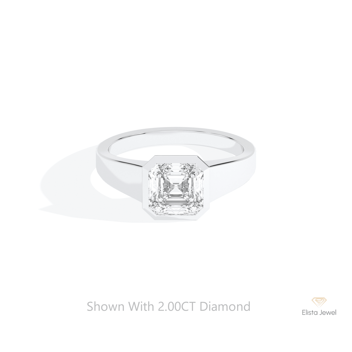 Asscher Cut Solitaire Wedding Lab Grown Diamond Ring in 10K Yellow Gold - Front View