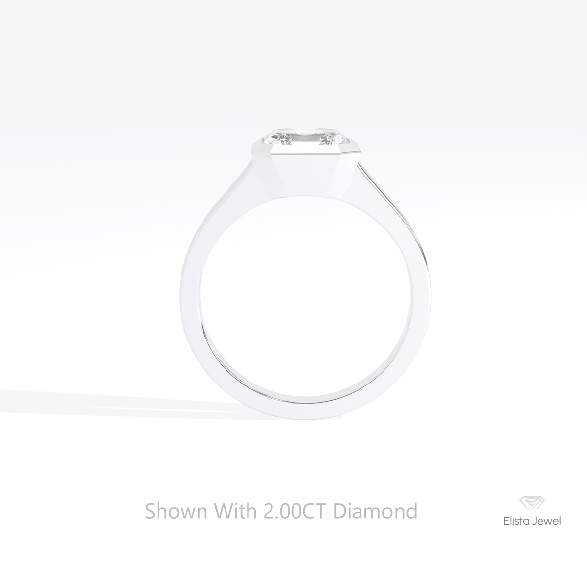 Asscher Cut Solitaire Wedding Lab Grown Diamond Ring in 10K White Gold - Angled View