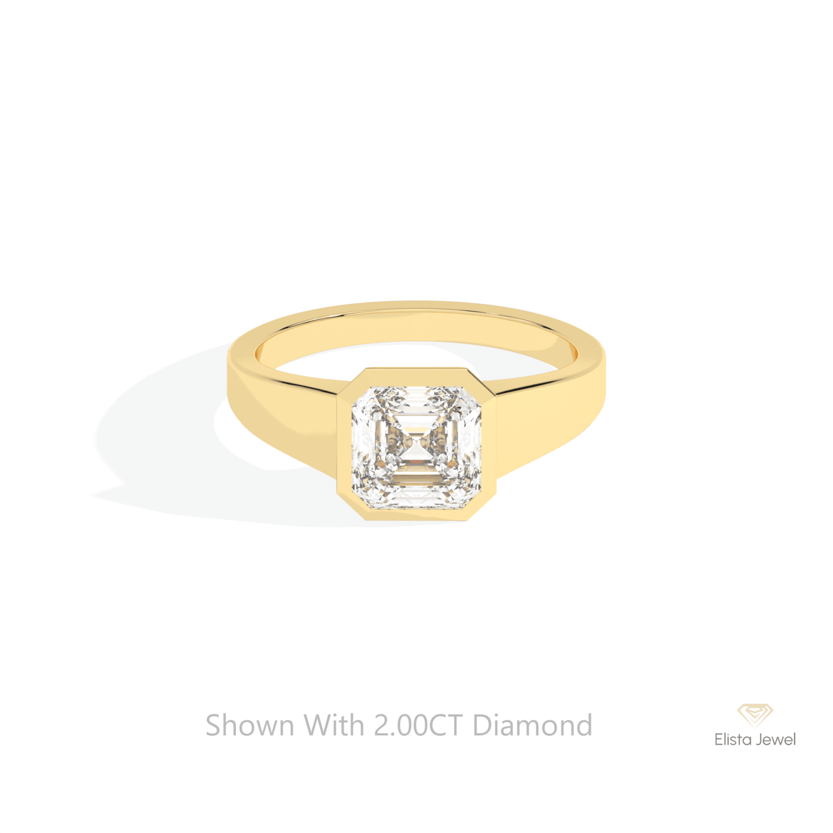 Asscher Cut Solitaire Wedding Lab Grown Diamond Ring in 14K Rose Gold - Detail View