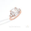 Asscher Cut Three Stone Engagement Lab Grown Diamond Ring in Platinum - Lifestyle View
