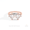 Asscher Cut Three Stone Engagement Lab Grown Diamond Ring in 18K Rose Gold - Ring on Hand View