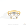 Asscher Cut Three Stone Engagement Lab Grown Diamond Ring in 14K Yellow Gold - Detail View