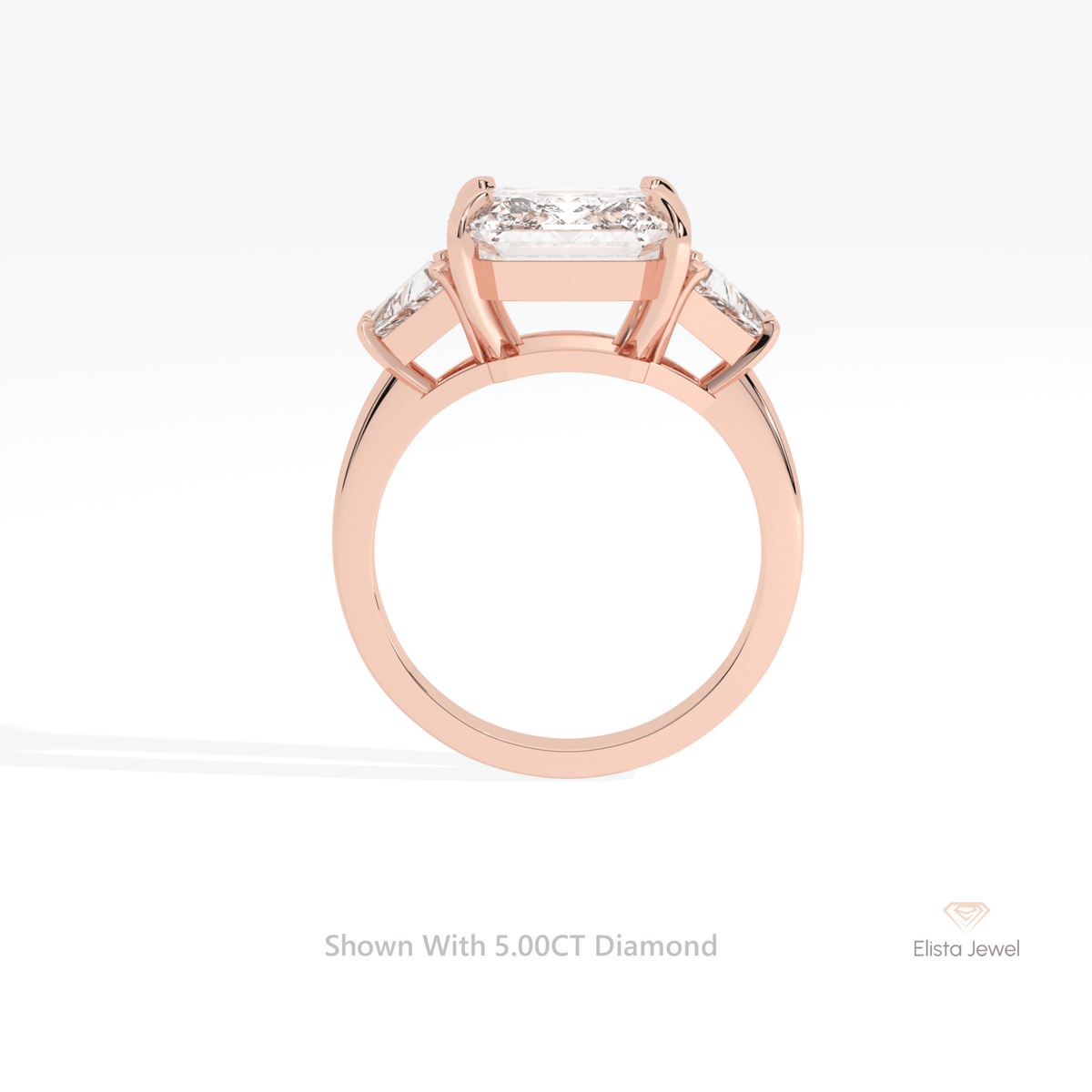 Asscher Cut Three Stone Engagement Lab Grown Diamond Ring - Alternative View