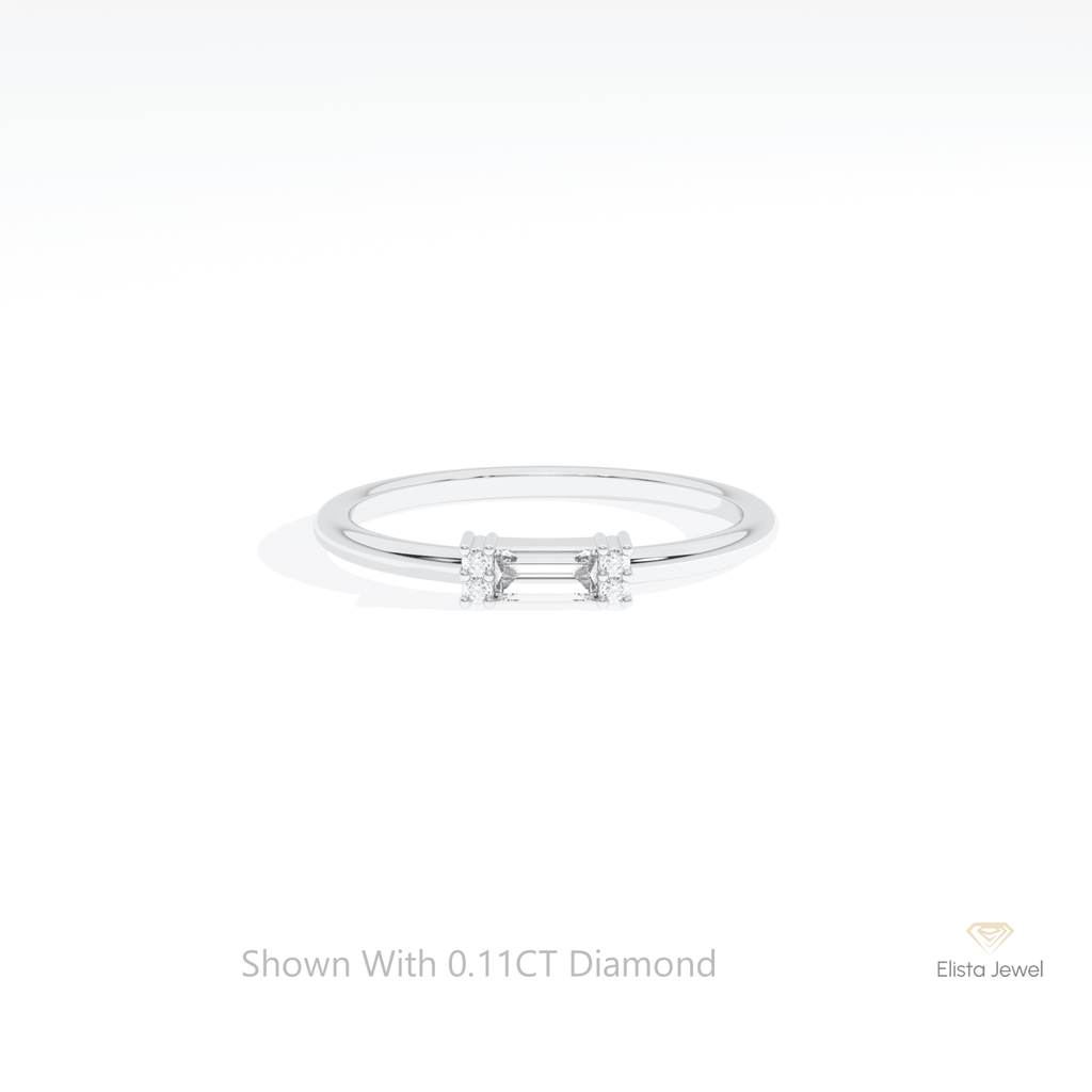 Baguette Cut Cluster Wedding Lab Grown Diamond Ring in 14K Yellow Gold - Detail View