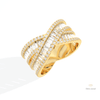 Baguette Cut Crossover Wedding Lab Grown Diamond Band in 10K Yellow Gold - Side View