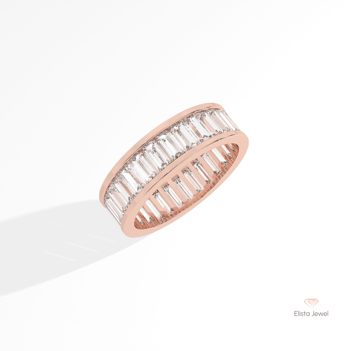 Baguette Cut Full Eternity Wedding Lab Grown Diamond Band in Platinum - Lifestyle View
