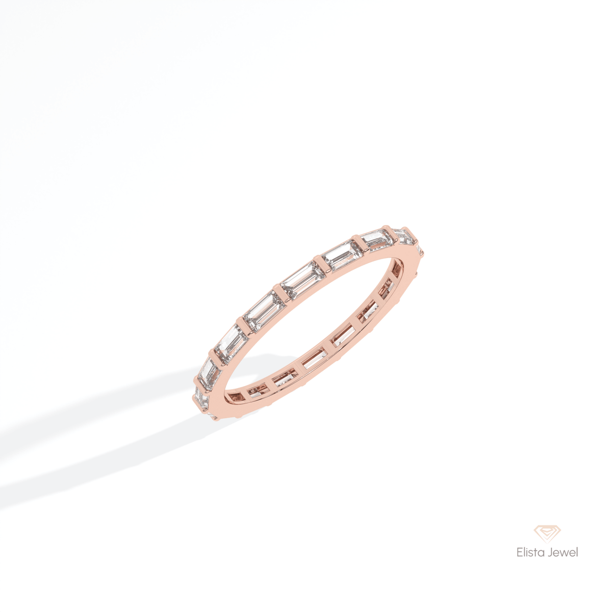 Baguette Cut Full Eternity Wedding Lab Grown Diamond Band in Platinum - Lifestyle View