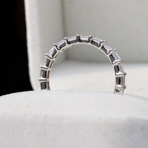 Baguette Cut Full Eternity Wedding Lab Grown Diamond Band in 14K - Side View