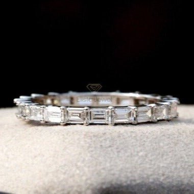 Baguette Cut Full Eternity Wedding Lab Grown Diamond Band in 10K - Front View