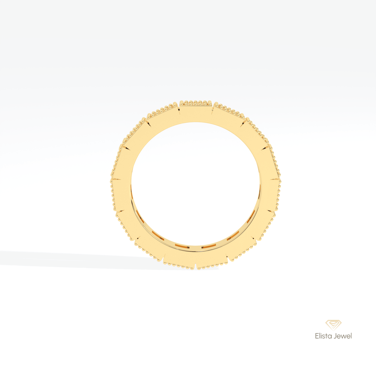 Baguette Cut Full Eternity Wedding Lab Grown Diamond Band in 10K Rose Gold - Angled View