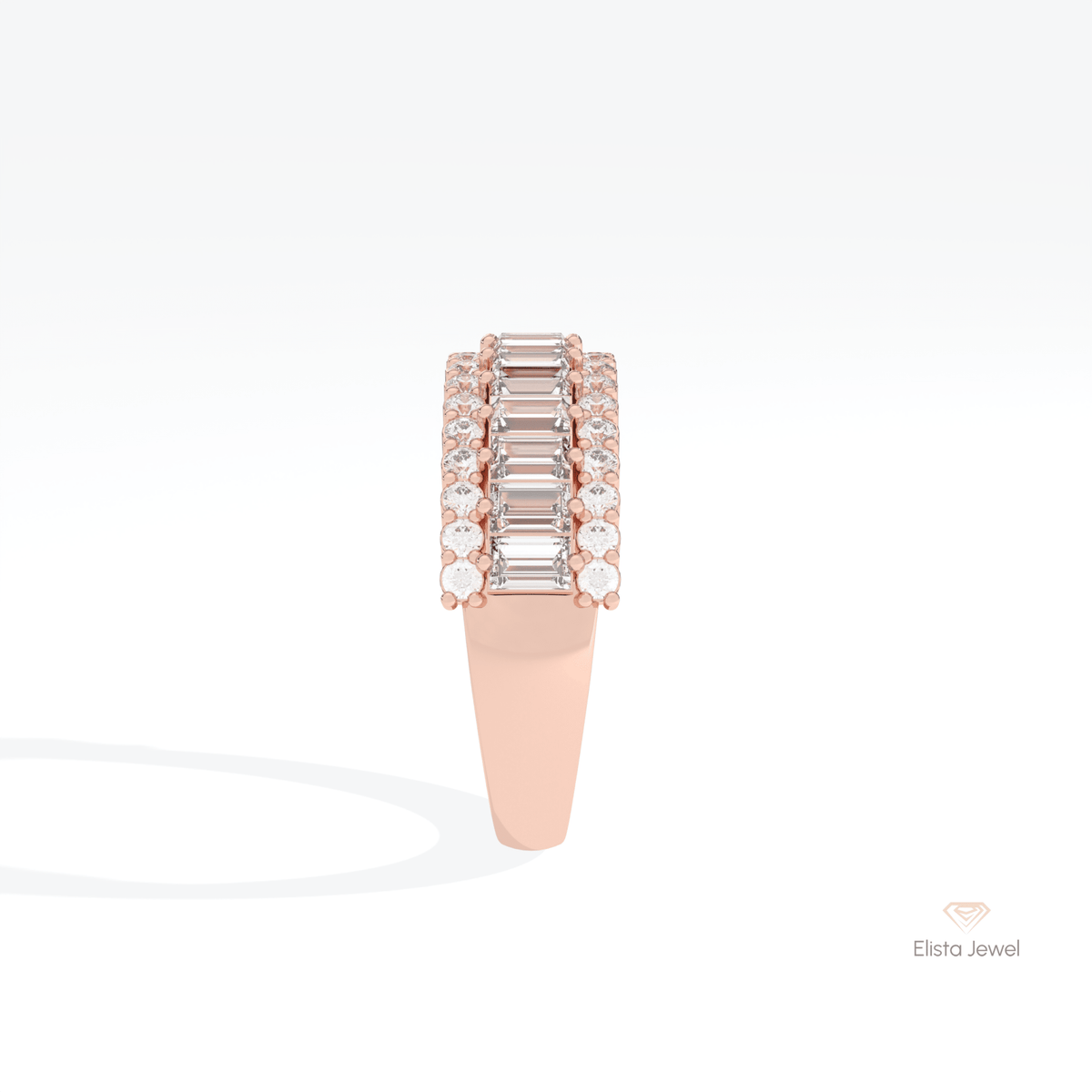 Baguette Cut Half Eternity Wedding Lab Grown Diamond Band - Additional View