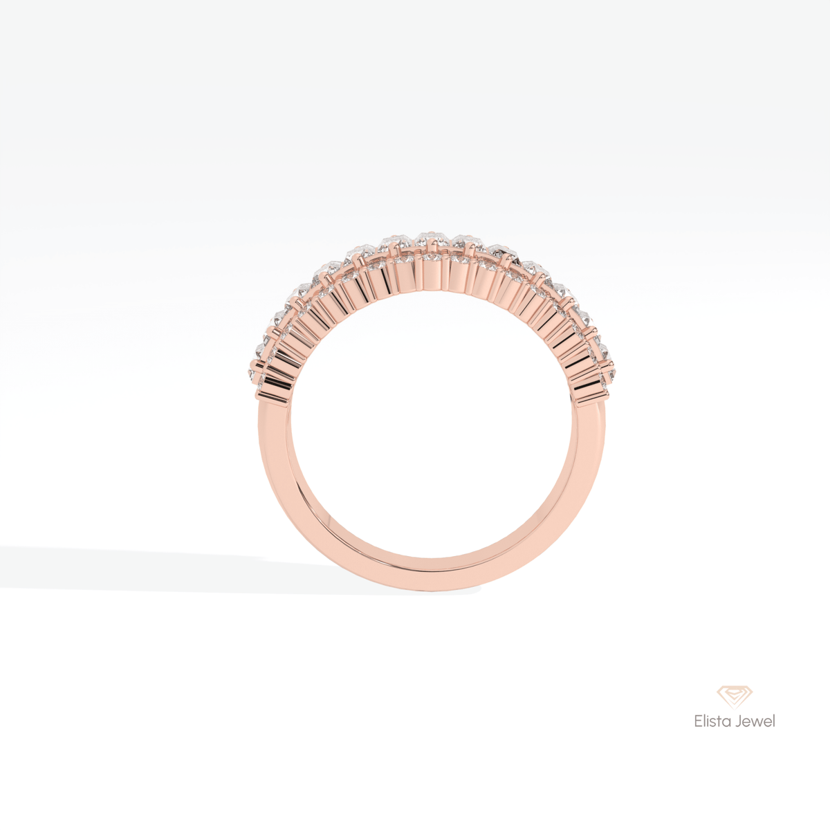 Baguette Cut Half Eternity Wedding Lab Grown Diamond Band - Alternative View