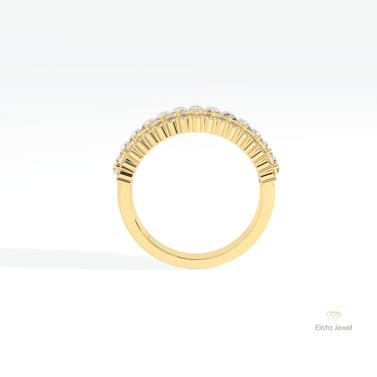 Baguette Cut Half Eternity Wedding Lab Grown Diamond Band in 10K Rose Gold - Angled View