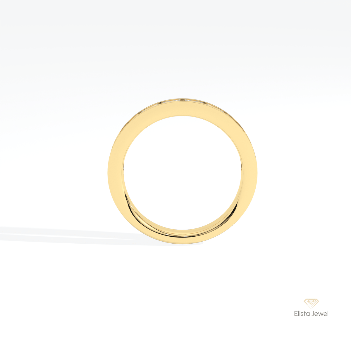 Baguette Cut Half Eternity Wedding Lab Grown Diamond Band in 10K Rose Gold - Angled View