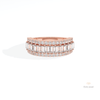 Baguette Cut Half Eternity Wedding Lab Grown Diamond Band in 18K Rose Gold - Ring on Hand View
