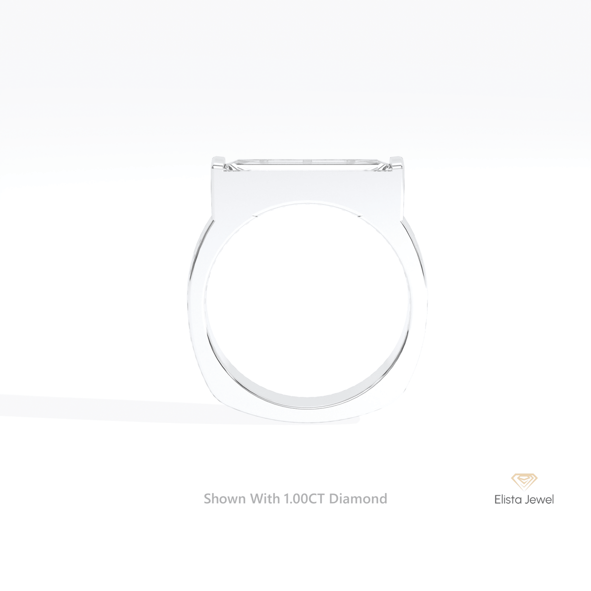 Baguette Cut Solitaire Engagement Lab Grown Diamond Ring in 18K White Gold - Close-up View
