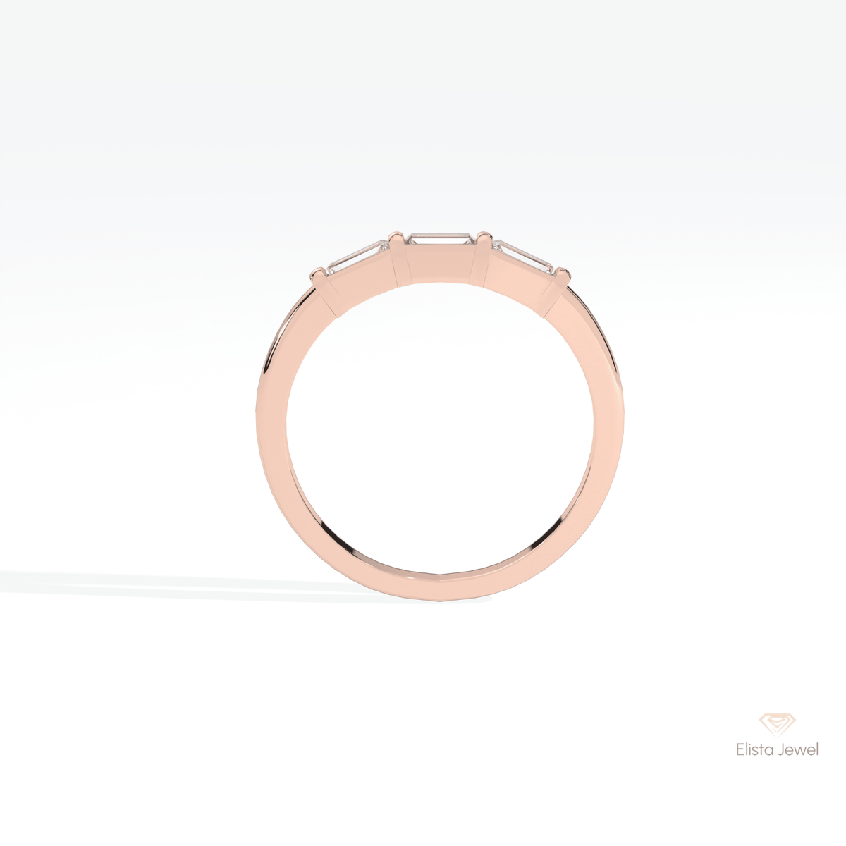 Baguette Cut Three Stone Wedding Lab Grown Diamond Band - Alternative View