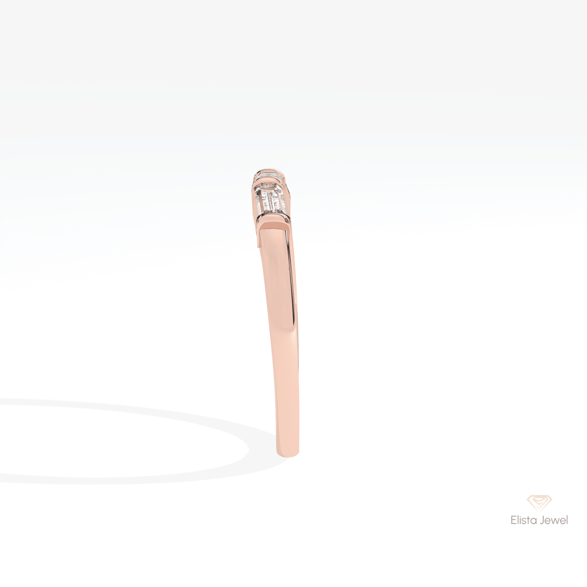 Baguette Cut Three Stone Wedding Lab Grown Diamond Band - Additional View