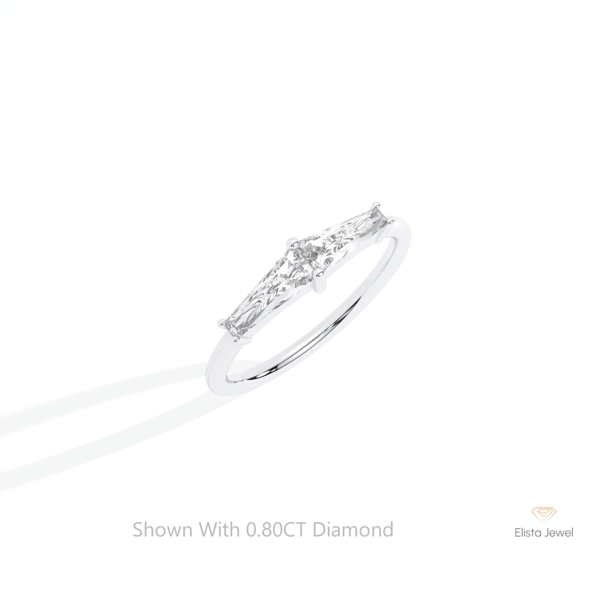 Baguette Cut Two Stone Engagement Lab Grown Diamond Ring in 10K Yellow Gold - Side View