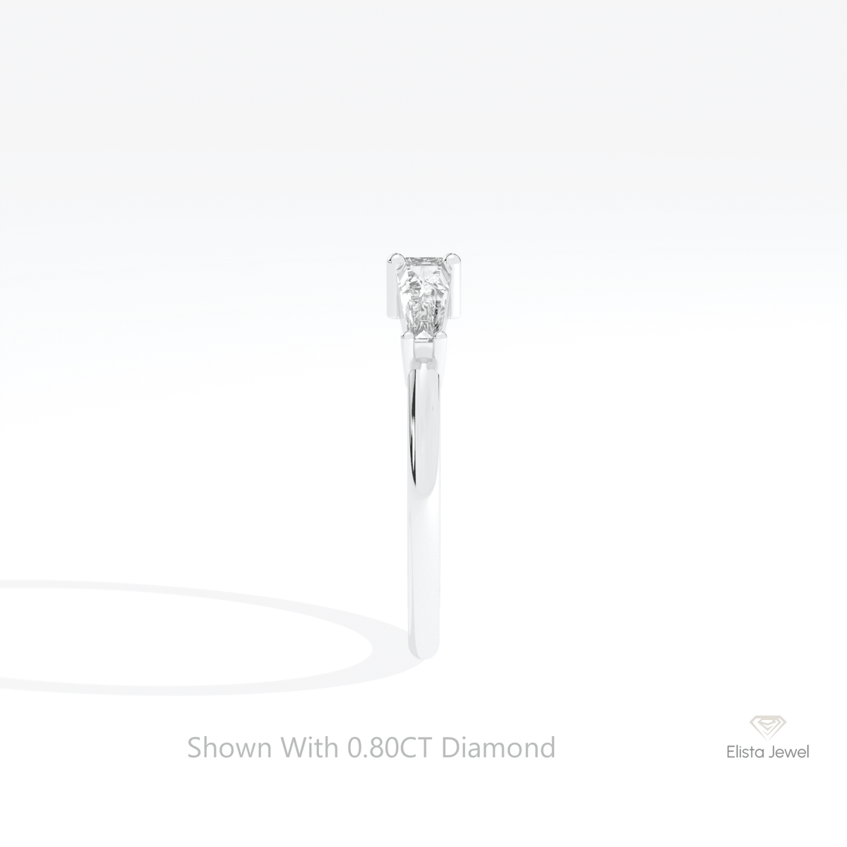 Baguette Cut Two Stone Engagement Lab Grown Diamond Ring in 14K White Gold - Top View