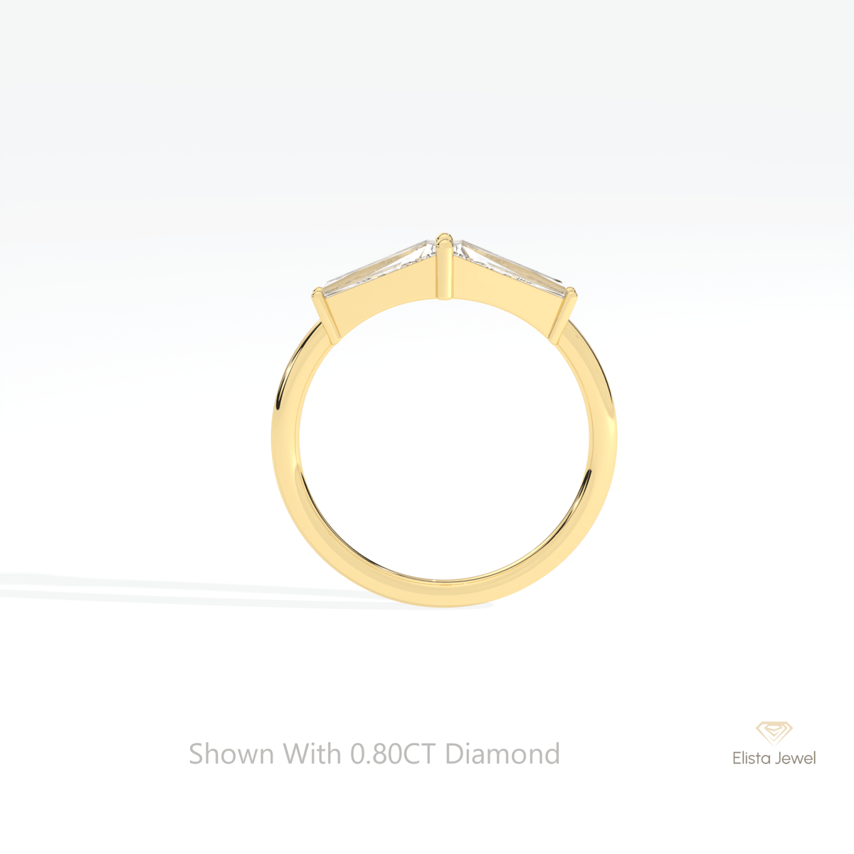 Baguette Cut Two Stone Engagement Lab Grown Diamond Ring in 18K White Gold - Close-up View