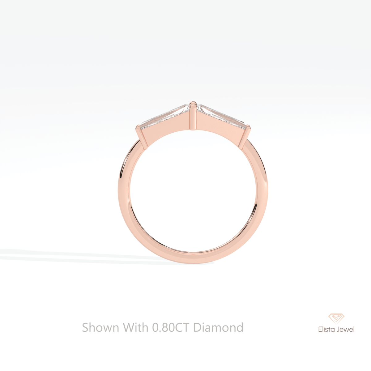 Baguette Cut Two Stone Engagement Lab Grown Diamond Ring - Alternative View