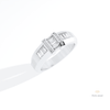 Baguette & Round Cut Engagement Lab Grown Diamond Ring in 14K Rose Gold - Profile View