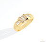 Baguette & Round Cut Engagement Lab Grown Diamond Ring in 10K Yellow Gold - Side View