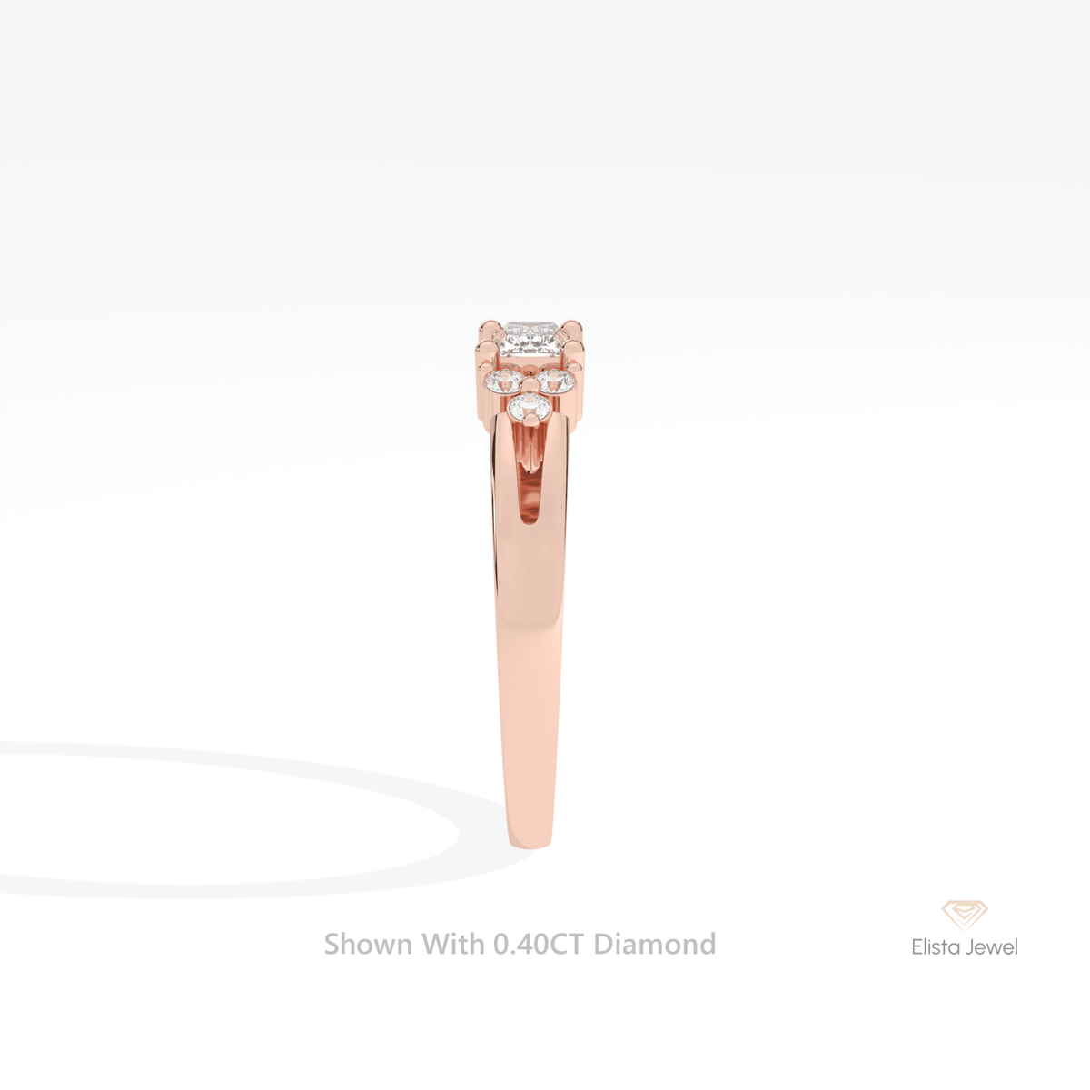 Baguette & Round Cut Engagement Lab Grown Diamond Ring - Additional View