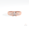 Baguette & Round Cut Engagement Lab Grown Diamond Ring in 18K Rose Gold - Ring on Hand View