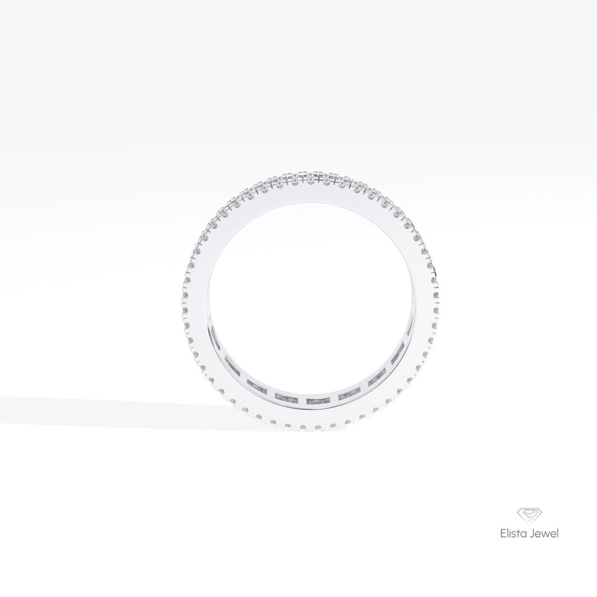 Baguette & Round Cut Full Eternity Wedding Lab Grown Diamond Band in 10K Rose Gold - Angled View