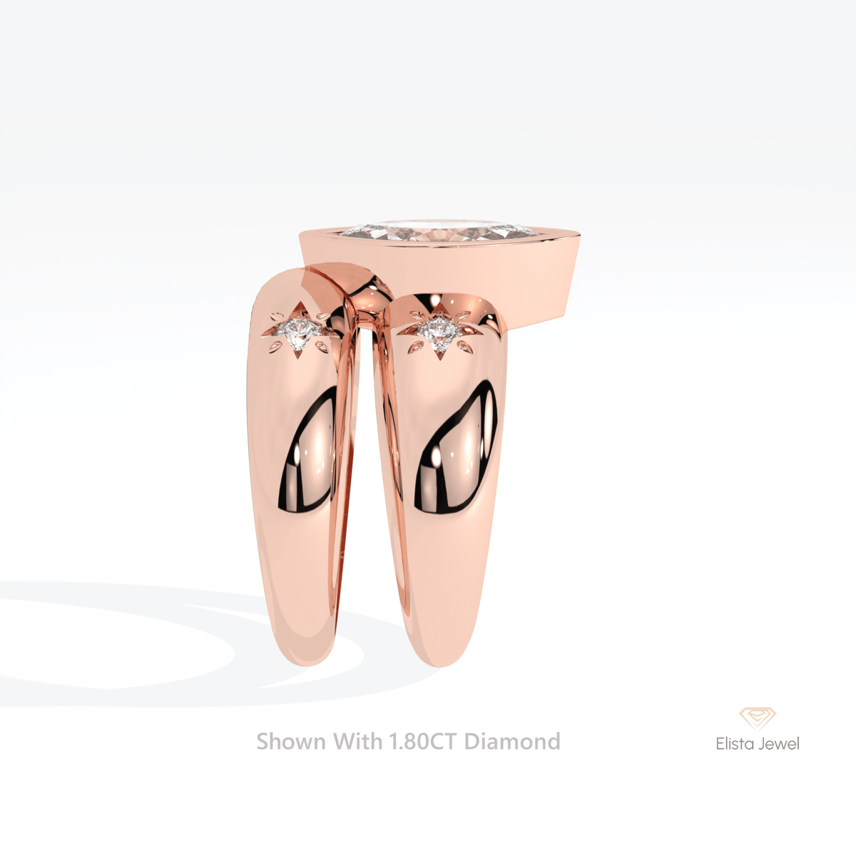 Celestial Lab Grown Diamond Band With Marquise Cut Lab Grown Diamond Ring Set - Additional View