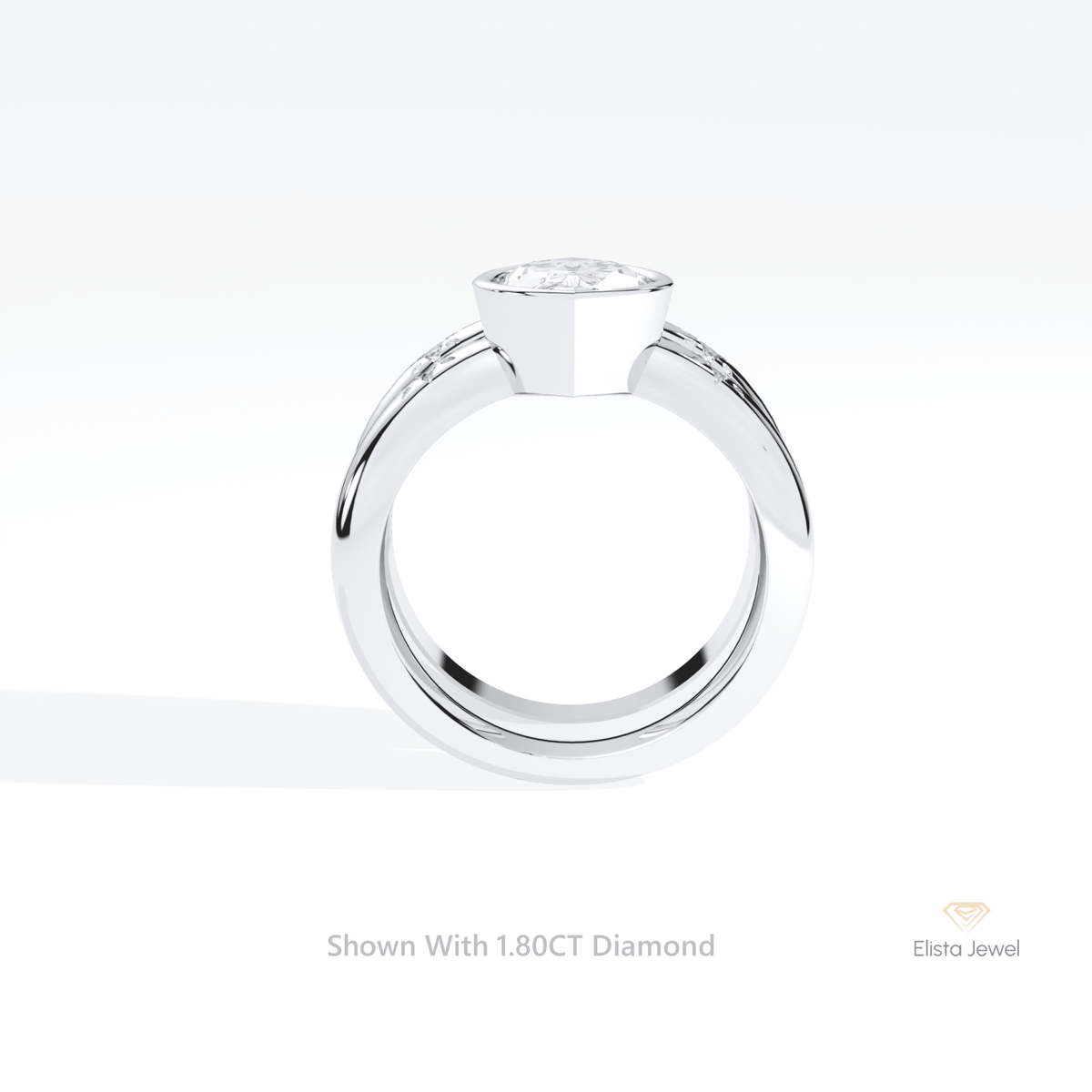 Celestial Lab Grown Diamond Band With Marquise Cut Lab Grown Diamond Ring Set in 18K White Gold - Close-up View