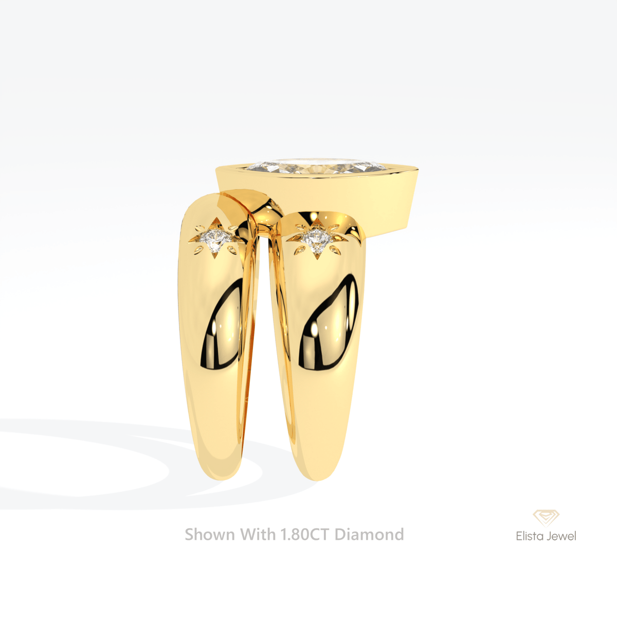Celestial Lab Grown Diamond Band With Marquise Cut Lab Grown Diamond Ring Set in 14K White Gold - Top View