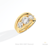 Curve Matching Lab Grown Diamond Band With Round Three Stone Lab Grown Diamond Ring Set in 10K Yellow Gold - Side View