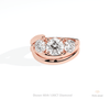 Curve Matching Lab Grown Diamond Band With Round Three Stone Lab Grown Diamond Ring Set in 18K Rose Gold - Ring on Hand View