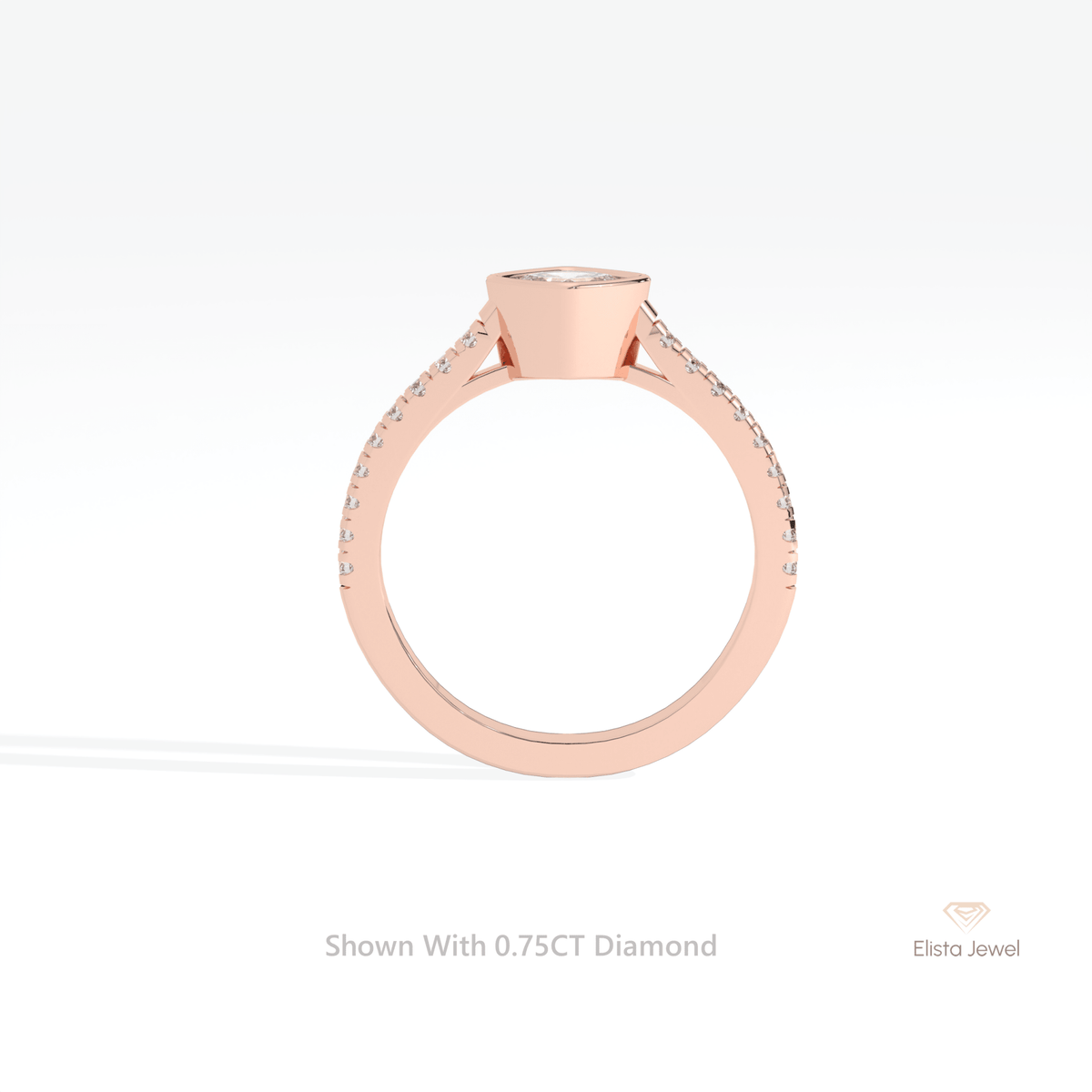 Cushion Cut Bezel Engagement Lab Grown Diamond Ring - Alternative View