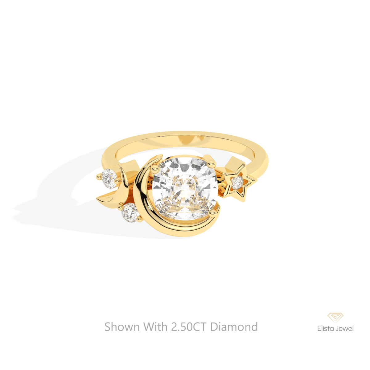 Cushion Cut Cluster Engagement Lab Grown Diamond Ring in 10K White Gold - Front View