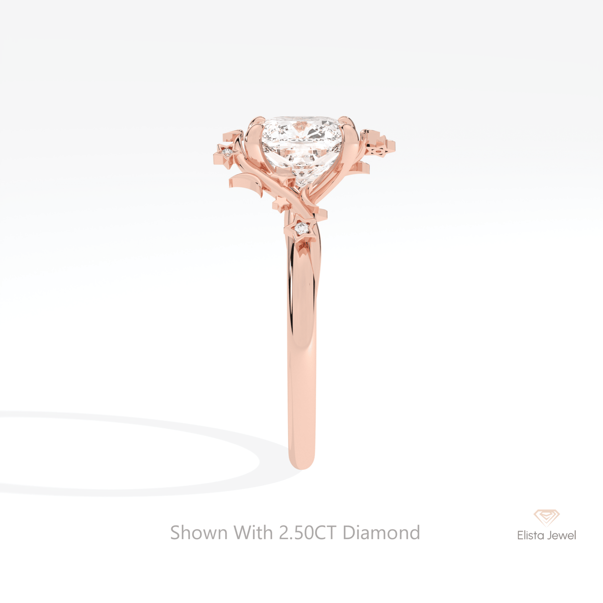 Cushion Cut Cluster Engagement Lab Grown Diamond Ring in 14K White Gold - Top View